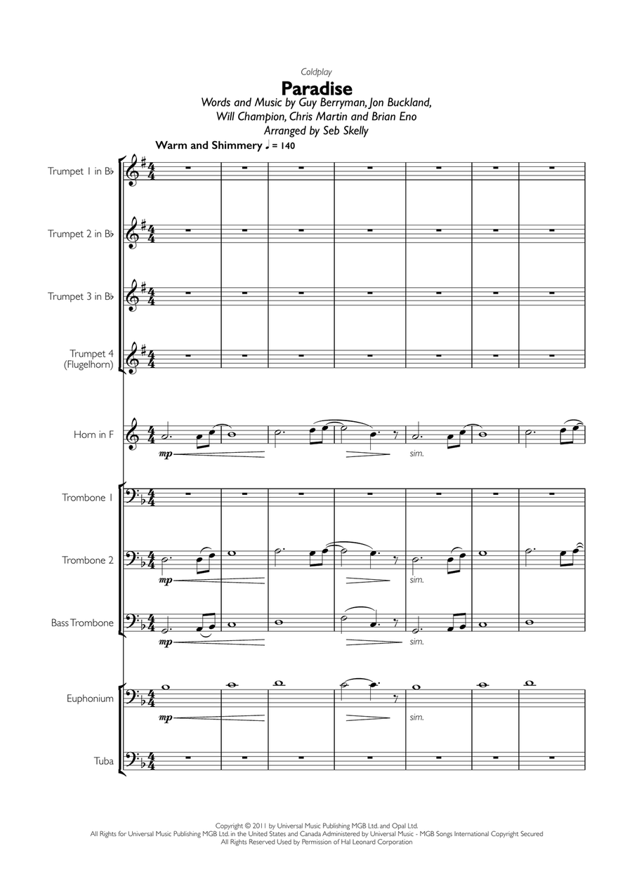 Paradise Brass Ensemble scores gallery preview page 1