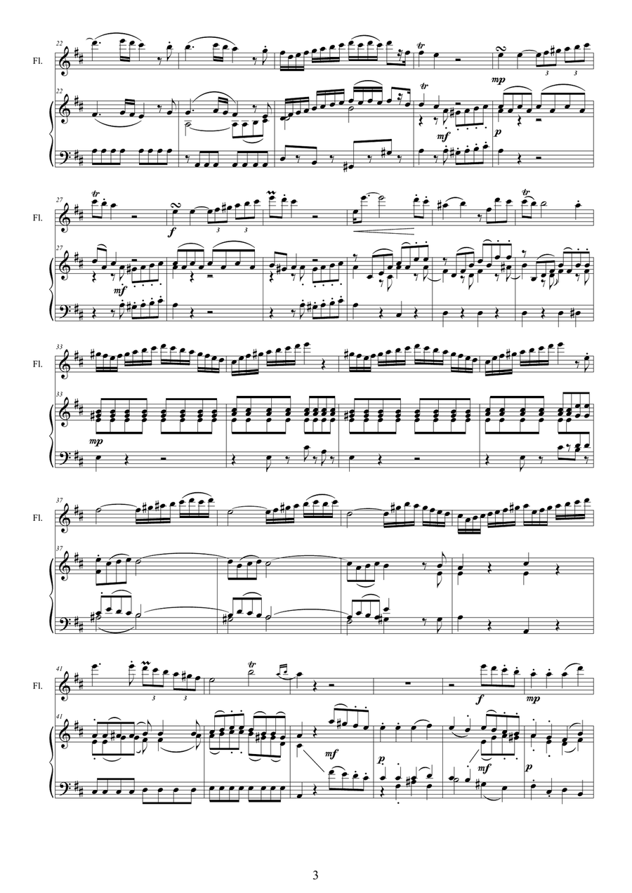Mozart - Flute quartet in D major K.285 - Version for Flute and piano Flute Solo scores gallery preview page 3