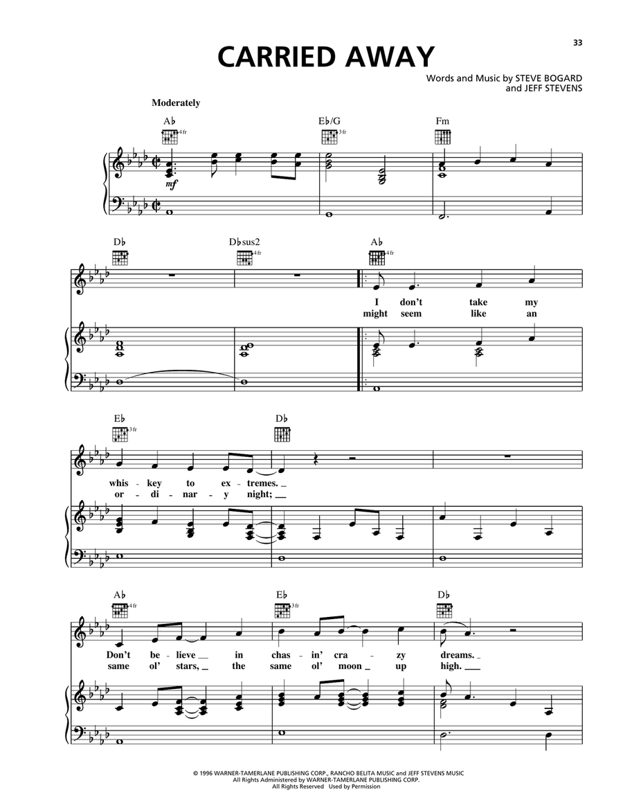 Carried Away Piano, Vocal, Guitar scores gallery preview page 1
