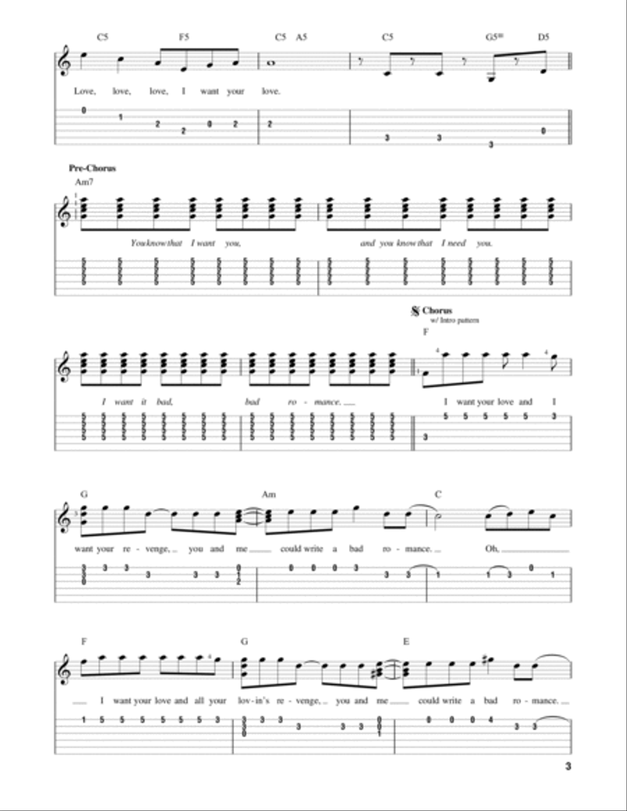 Bad Romance Acoustic Guitar scores gallery preview page 3