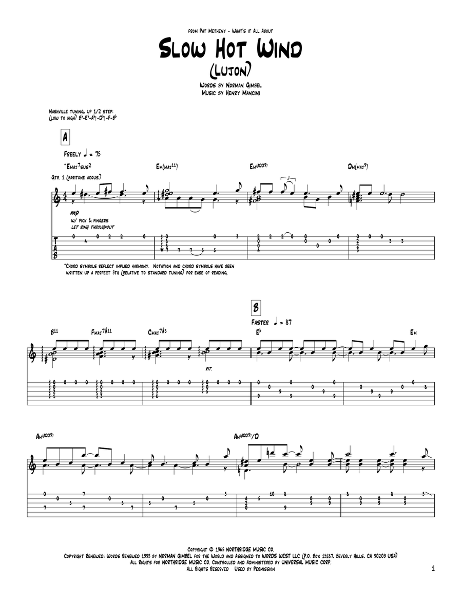 Slow Hot Wind (Lujon) Acoustic Guitar scores gallery preview page 1