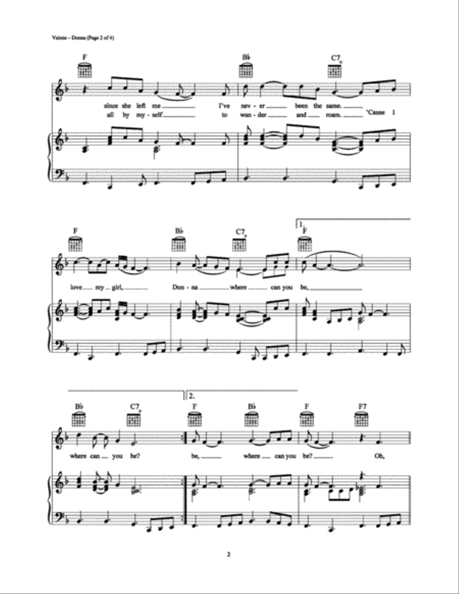 Donna Piano, Vocal, Guitar scores gallery preview page 2