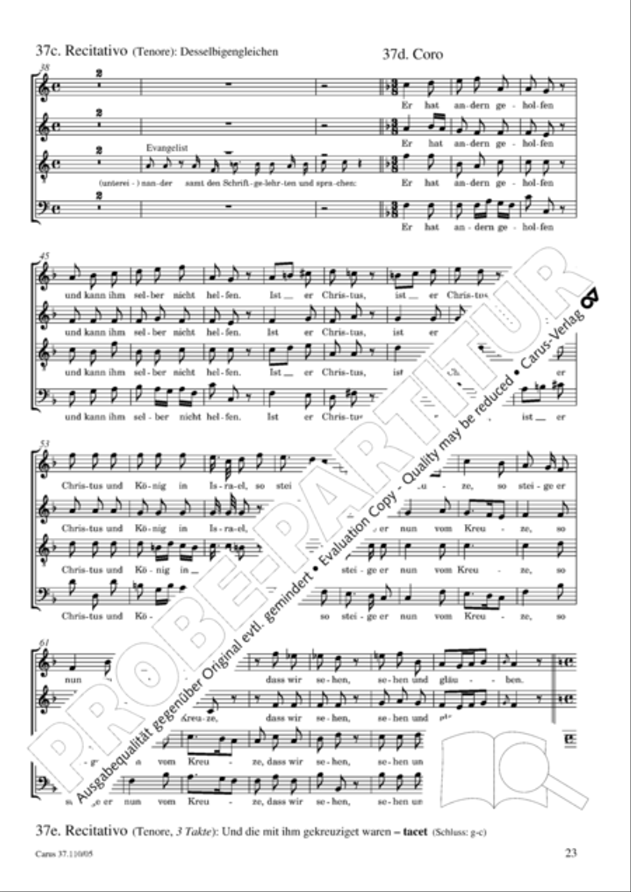Markuspassion. Werkausgabe Reihe 1, Bd. 7 (Homilius) 4-Part scores gallery preview page 24