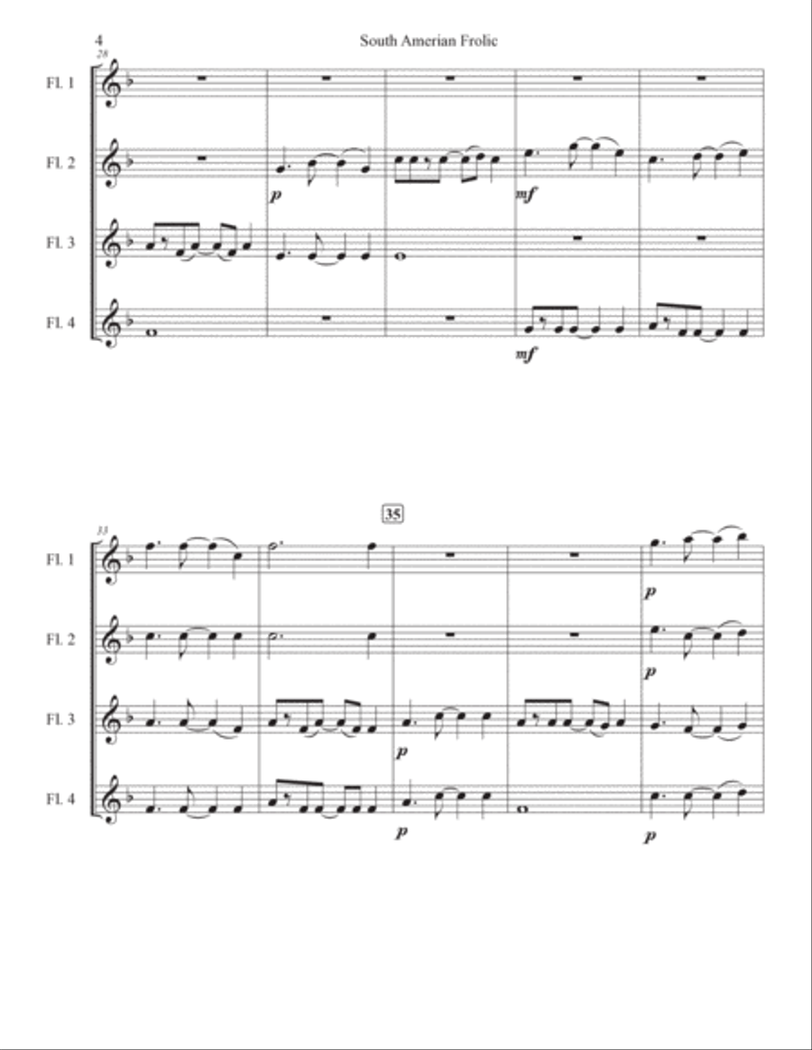 South American Frolic Flute Quartet scores gallery preview page 4