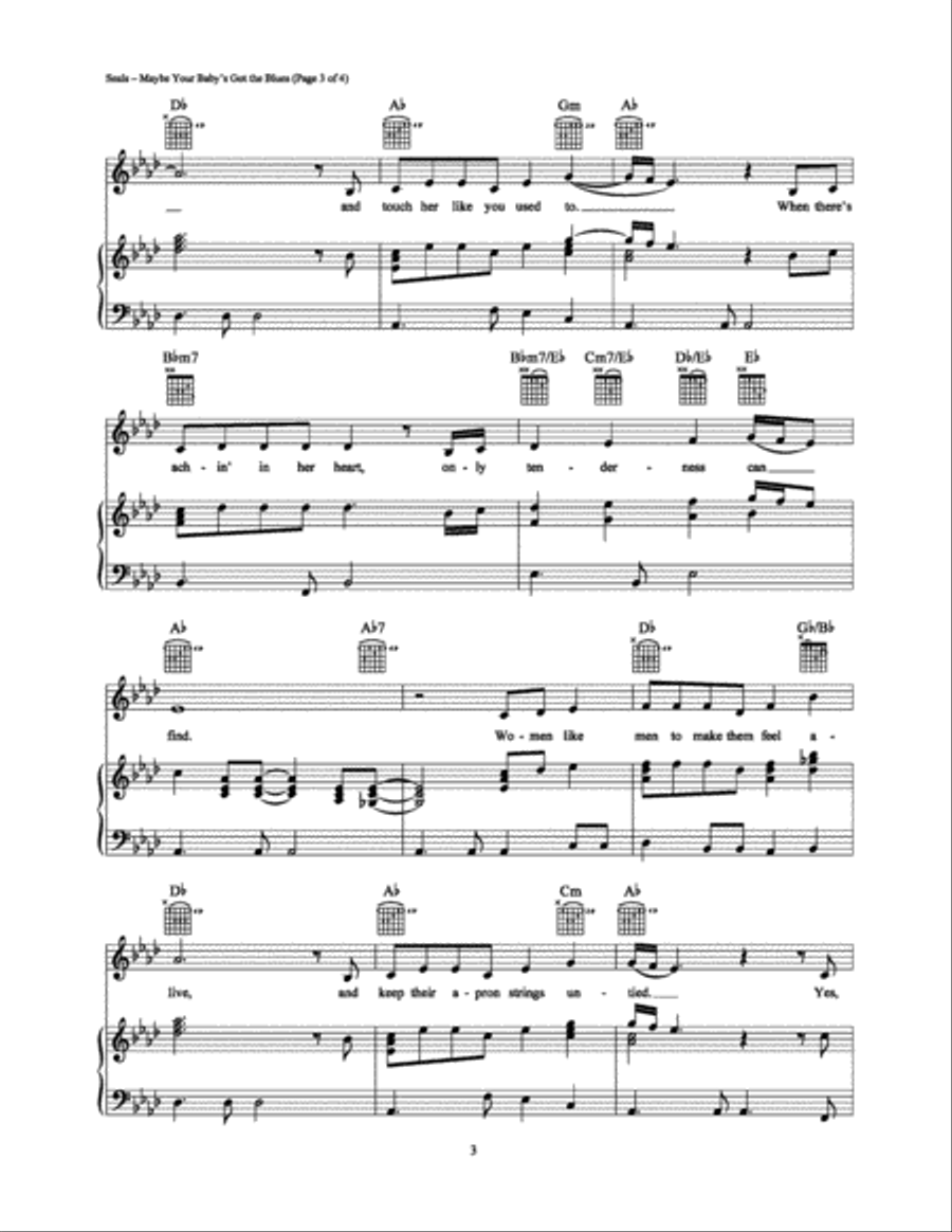 Maybe Your Baby's Got the Blues Piano, Vocal, Guitar scores gallery preview page 3