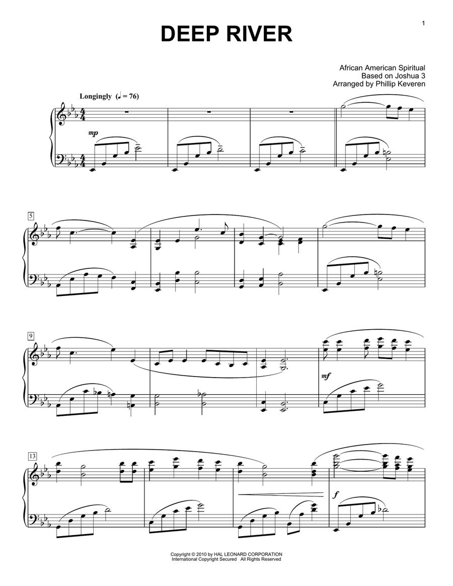 Deep River (arr. Phillip Keveren) Piano Solo scores gallery preview page 1