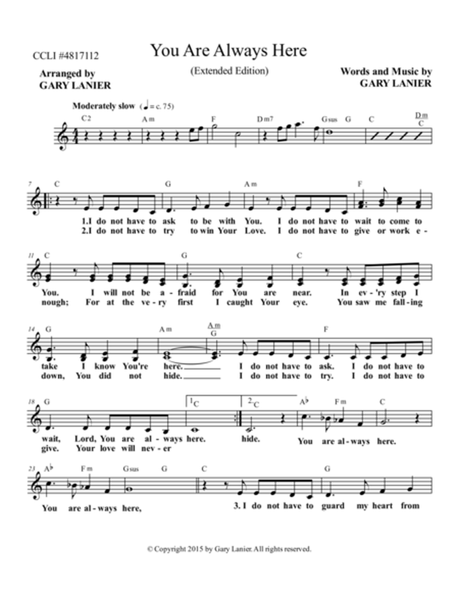 YOU ARE ALWAYS HERE (Lead Sheet with Melody, Lyrics and Chords) image number null