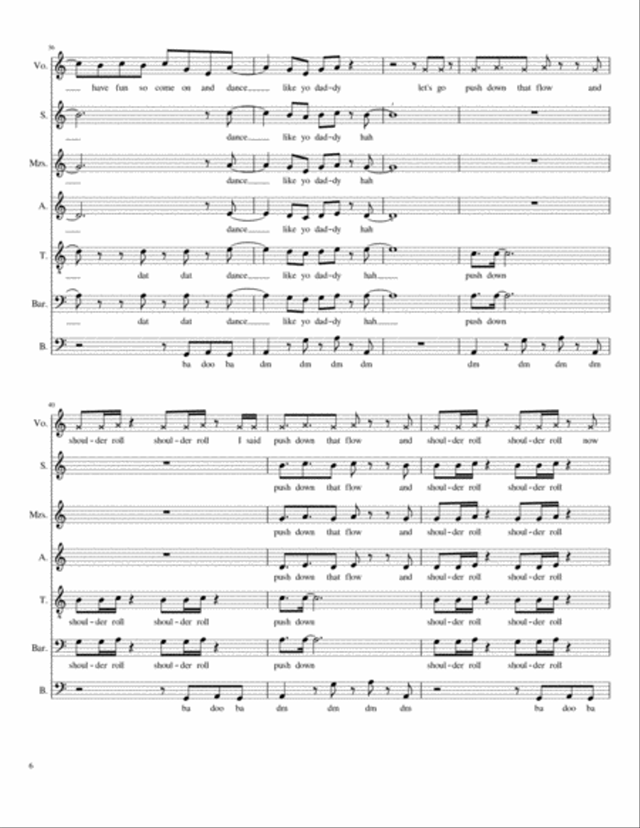 Dance Like Yo Daddy 4-Part scores gallery preview page 6