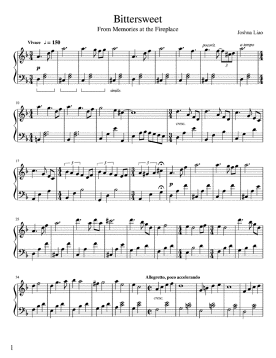 Memories at the Fireplace Piano Solo scores gallery preview page 1