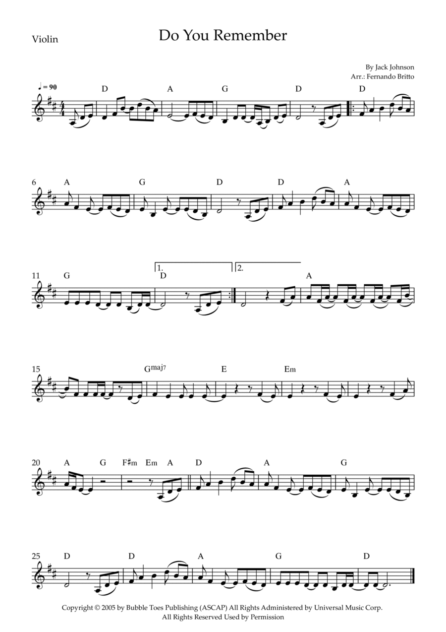 Do You Remember Violin Solo scores gallery preview page 1