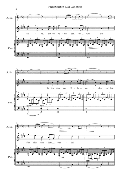 Franz Schubert: Auf dem Strom arranged for voice, Eb alto saxophone and piano
