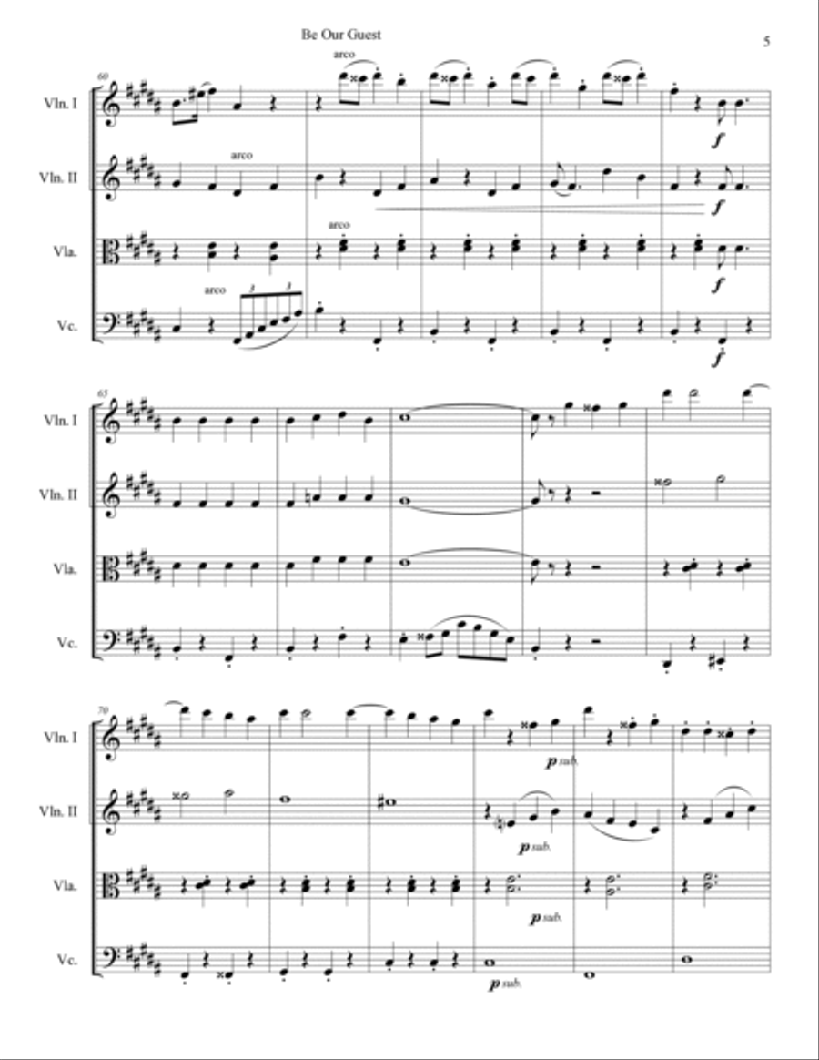 Be Our Guest Be Our Guest String Quartet scores gallery preview page 5