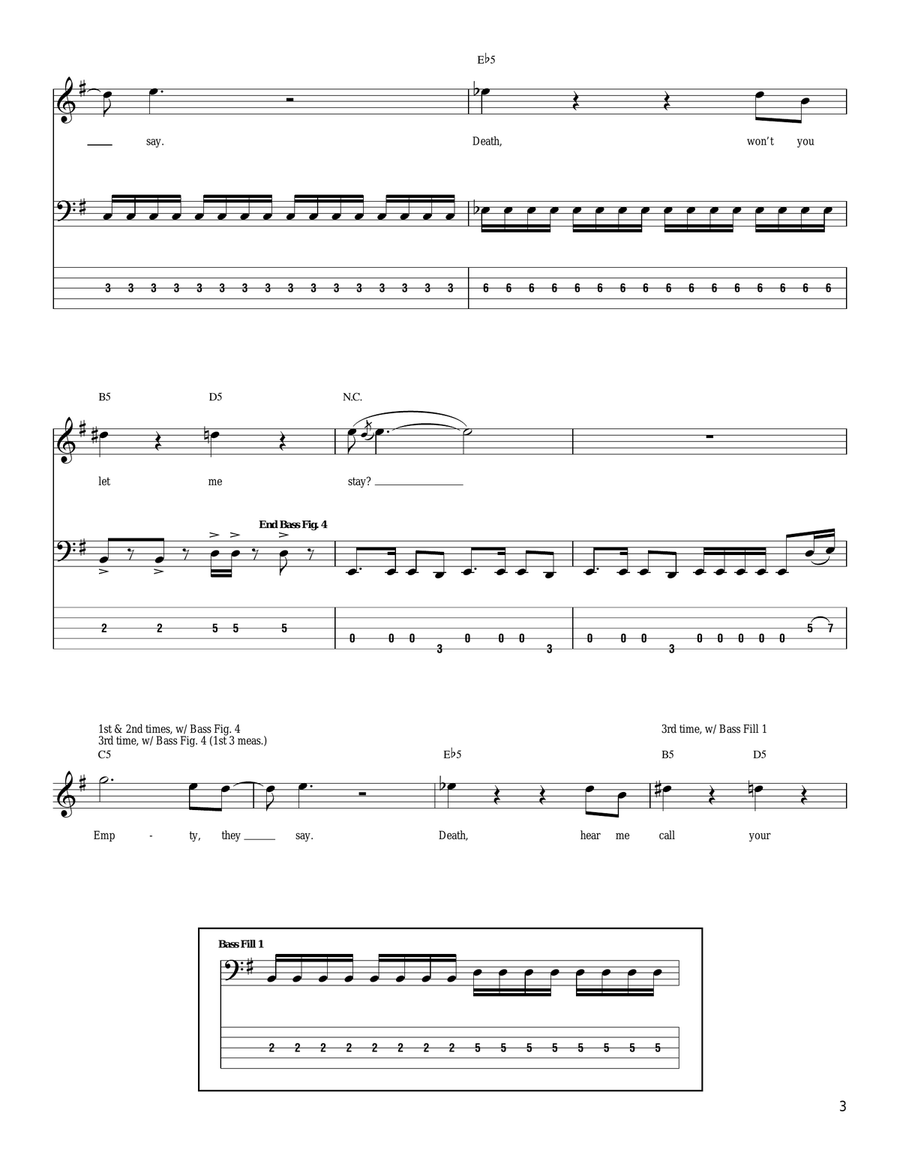 Cyanide Cyanide Bass Guitar Tablature scores gallery preview page 3