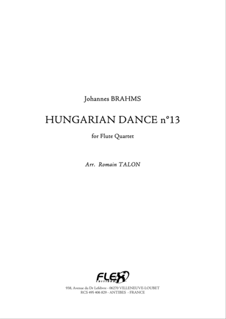 Hungarian Dance No. 13 Flute Quartet scores gallery preview page 1