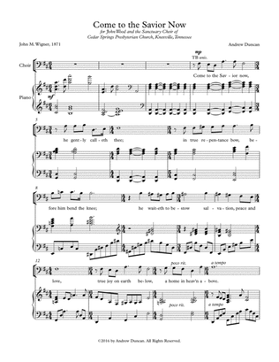 Come to the Savior Now - SATB and piano