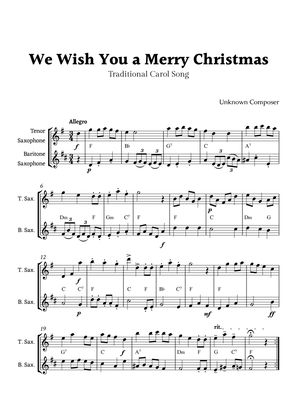 We Wish you a Merry Christmas for Tenor Sax and Baritone Sax Duet with Chords