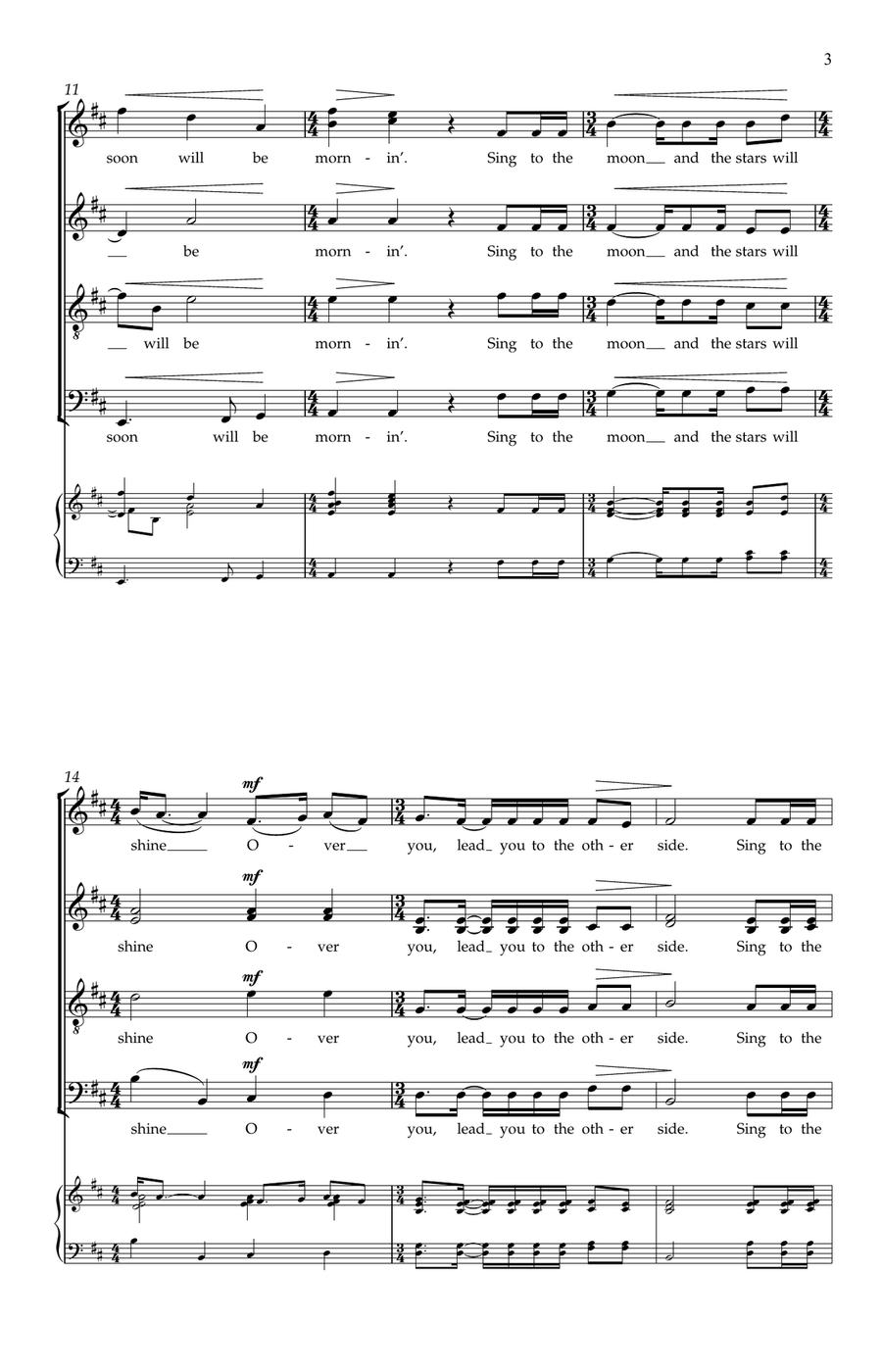 Sing To The Moon (arr. Laura Mvula) Divisi scores gallery preview page 3