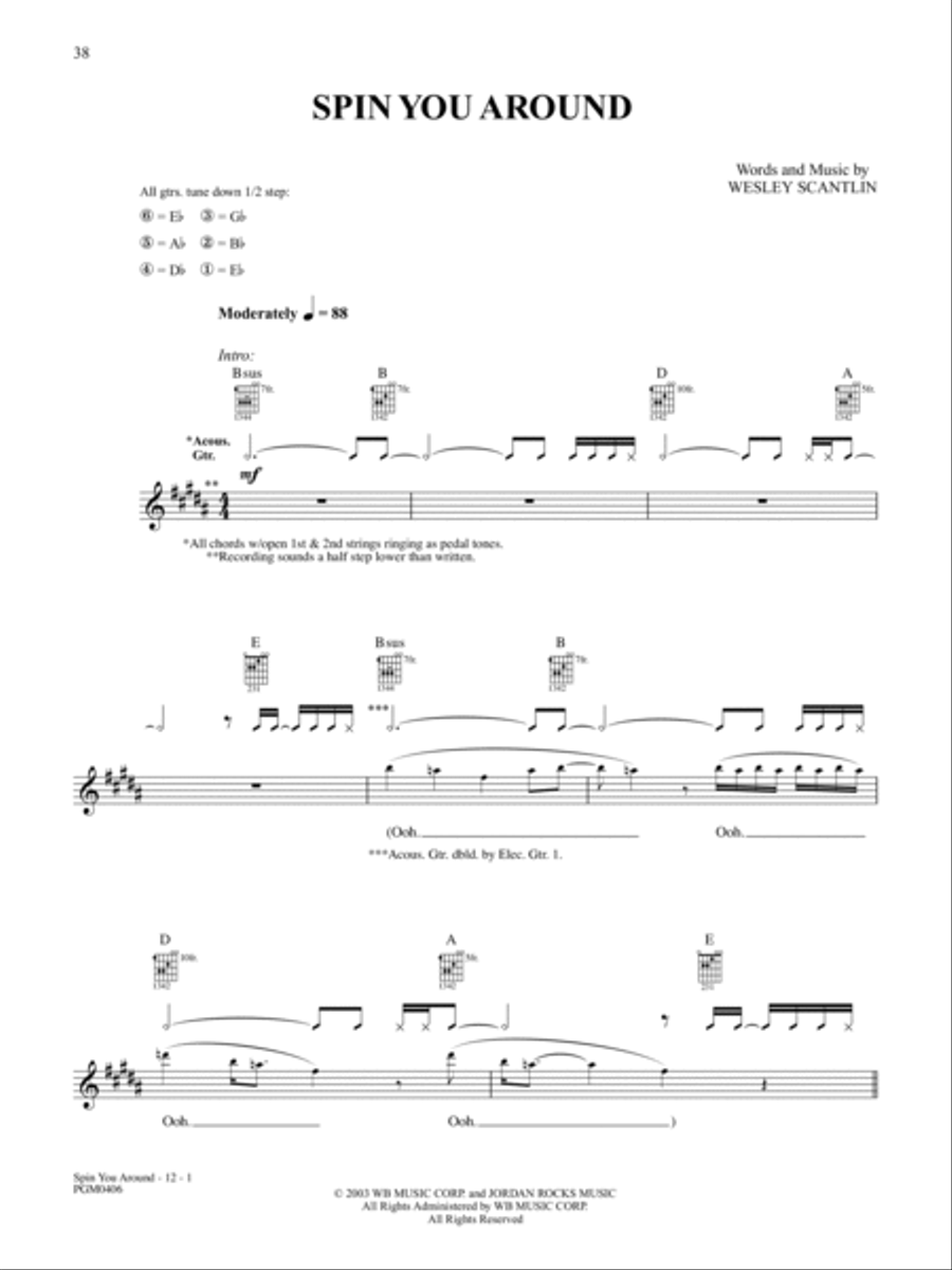 Spin You Around Guitar Tablature scores gallery preview page 1