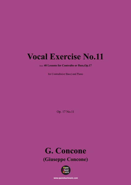 G. Concone-Vocal Exercise No.11,for Contralto(or Bass) and Piano image number null