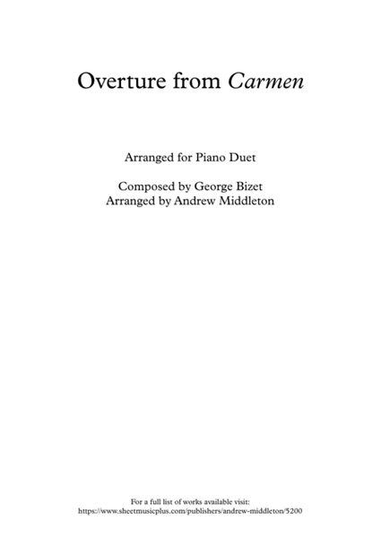 Carmen Overture arranged for Piano Duet image number null