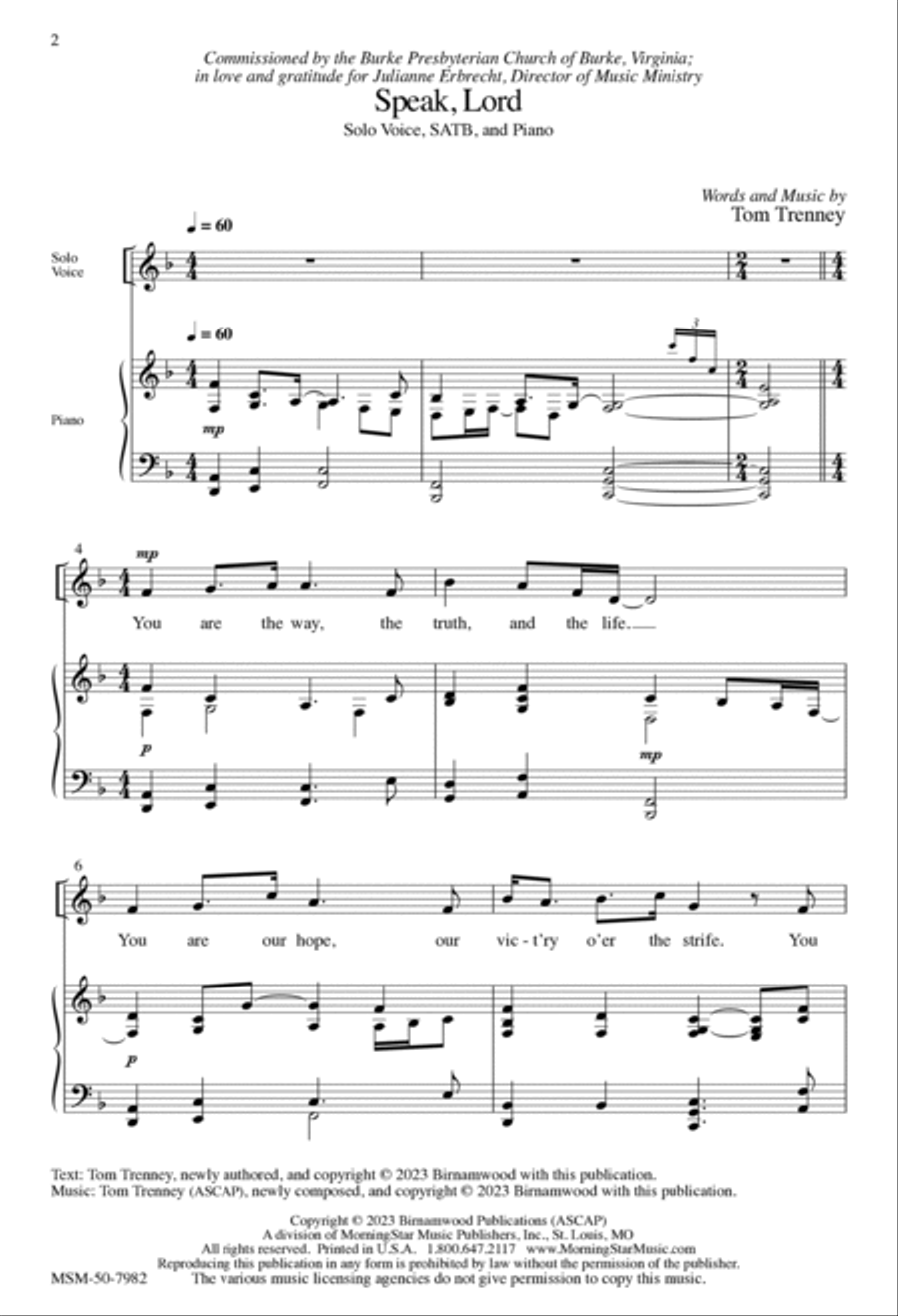 Speak, Lord 4-Part scores gallery preview page 2