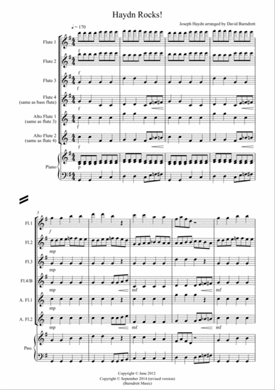 Haydn Rocks! for Flute Quartet Flute Quartet scores gallery preview page 1