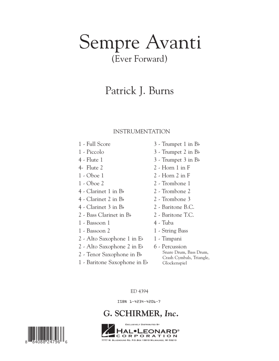 Sempre Avanti - Full Score Concert Band scores gallery preview page 1