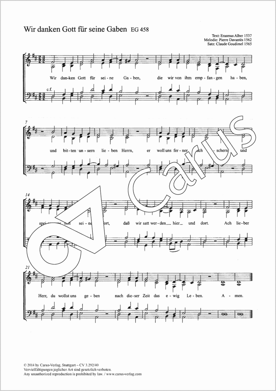 Wir danken Gott fur seine Gaben 4-Part scores gallery preview page 1