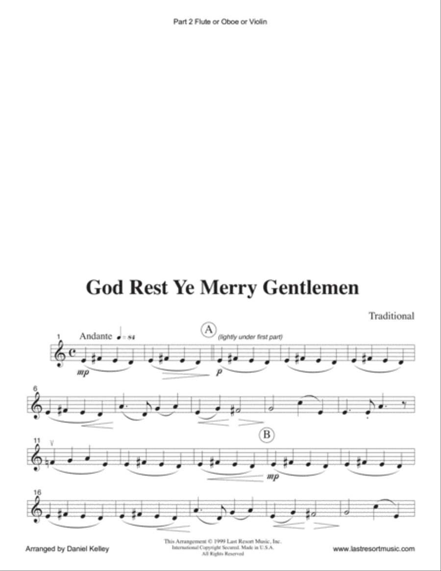 God Rest Ye Merry Gentlemen for String Quartet (or Mixed Quartet or Piano Quintet) Chamber Orchestra scores gallery preview page 5