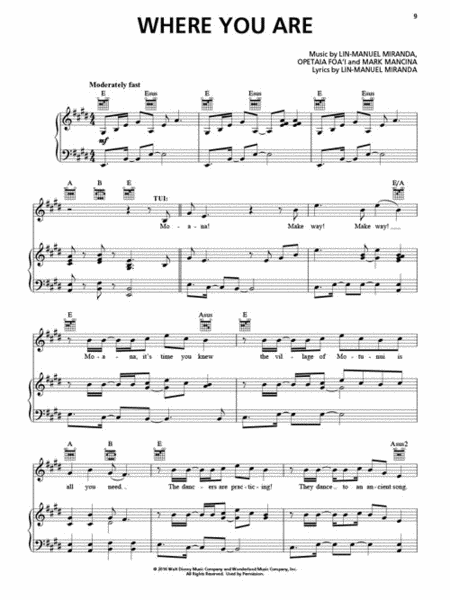 Moana - Piano/Vocal/Guitar by Lin-Manuel Miranda Piano, Vocal, Guitar - Sheet Music