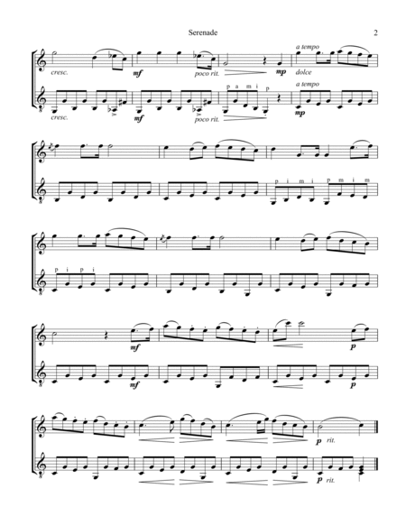 Serenade (abridged) for violin or flute and easy guitar (C Major) image number null