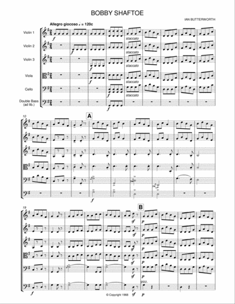 IAN BUTTERWORTH Bobby Shaftoe for string orchestra String Orchestra scores gallery preview page 2