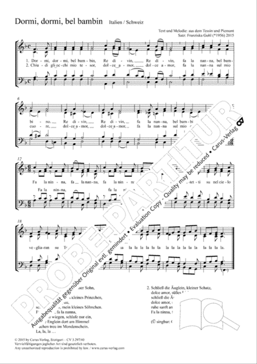 Dormi, dormi, bel bambin 4-Part scores gallery preview page 2