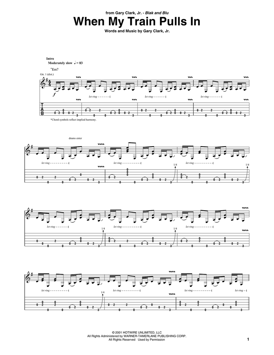 When My Train Pulls In Guitar Tablature scores gallery preview page 1