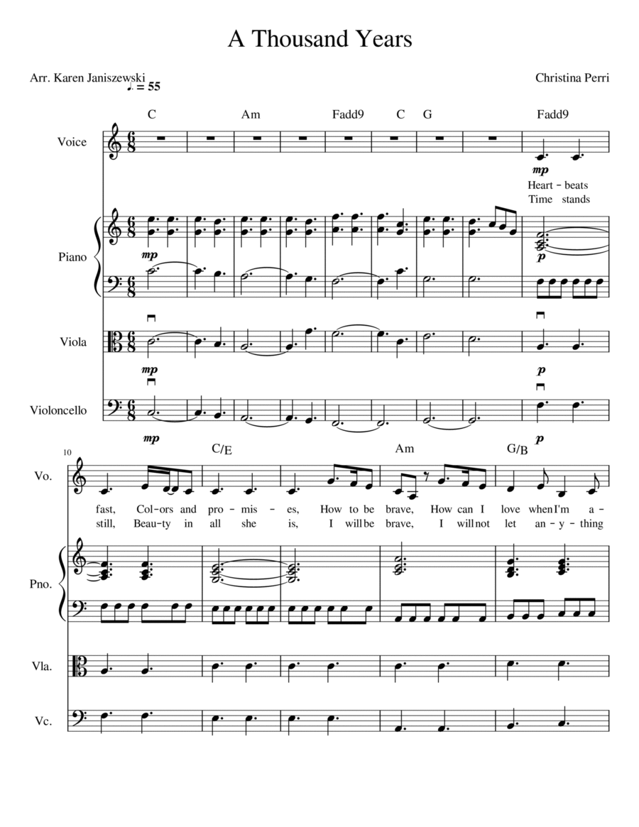 A Thousand Years Piano, Vocal, Guitar scores gallery preview page 1