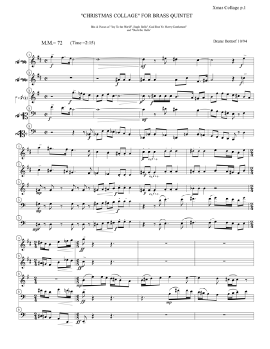 Christmas Collage Brass Ensemble scores gallery preview page 1