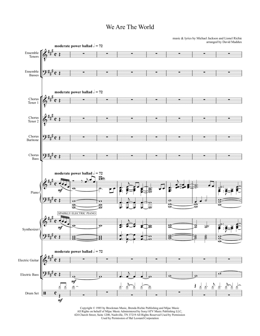 We Are The World Small Ensemble scores gallery preview page 1