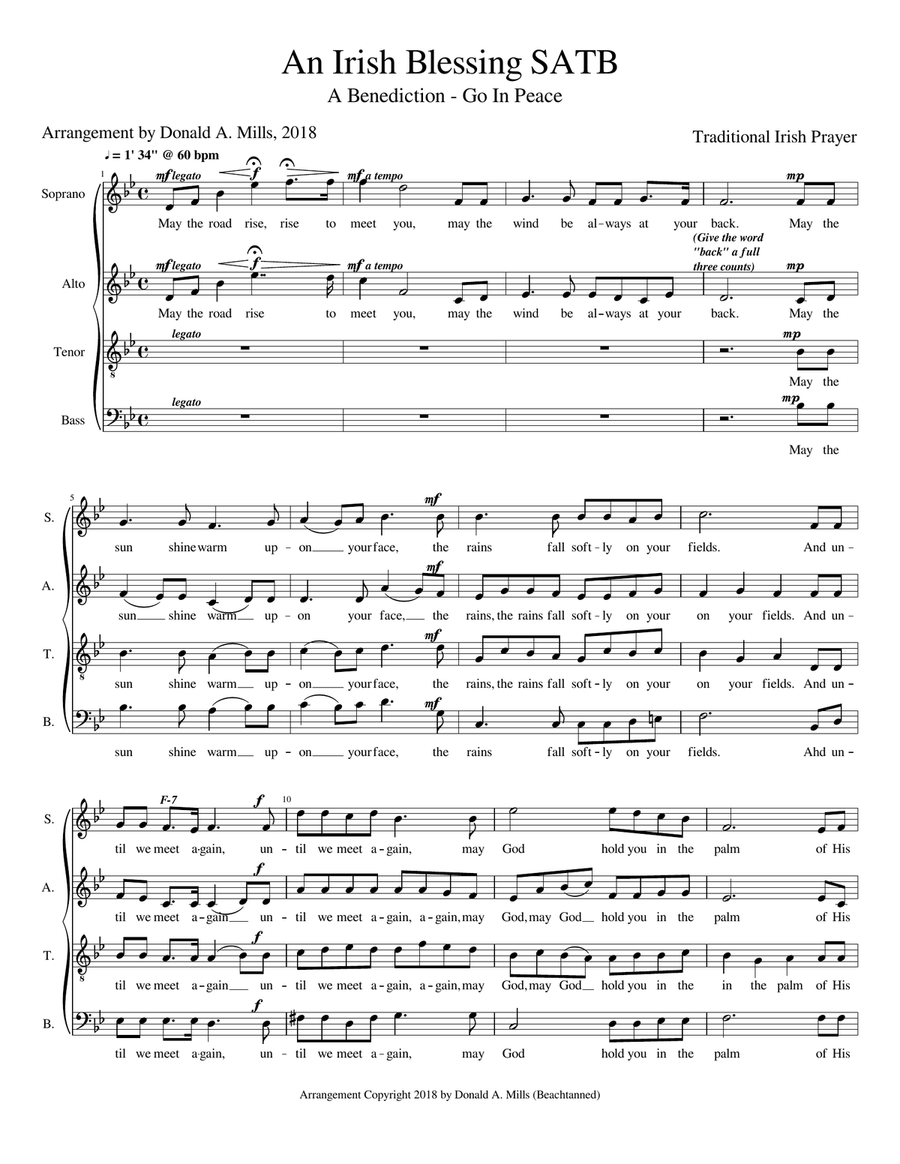 An Irish Blessing - SATB 4-Part scores gallery preview page 1