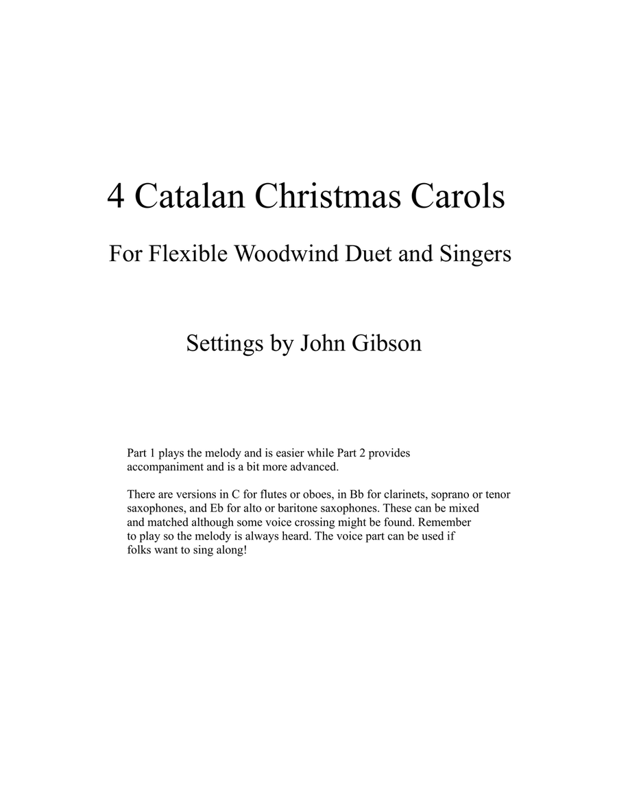 4 Catalan Christmas Carols for Flexible Woodwind Duet Woodwind Trio scores gallery preview page 2