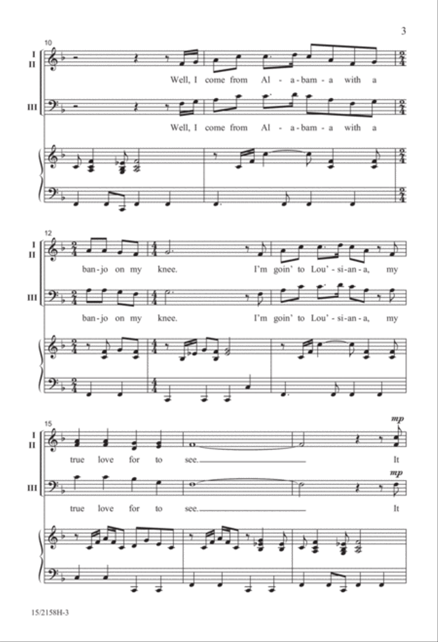 Banjo on My Knee (Oh, Susanna) 3-Part scores gallery preview page 3