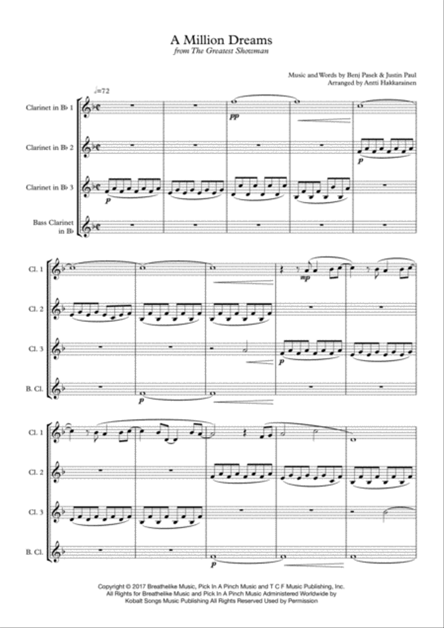A Million Dreams Woodwind Quartet scores gallery preview page 2