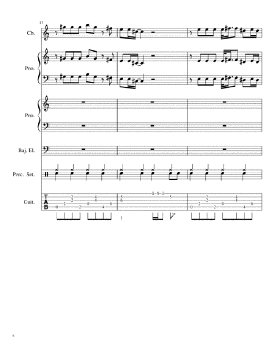 Maps (Contrabajo+dos pianos+bajoelectrico+percusión) Small Ensemble scores gallery preview page 6