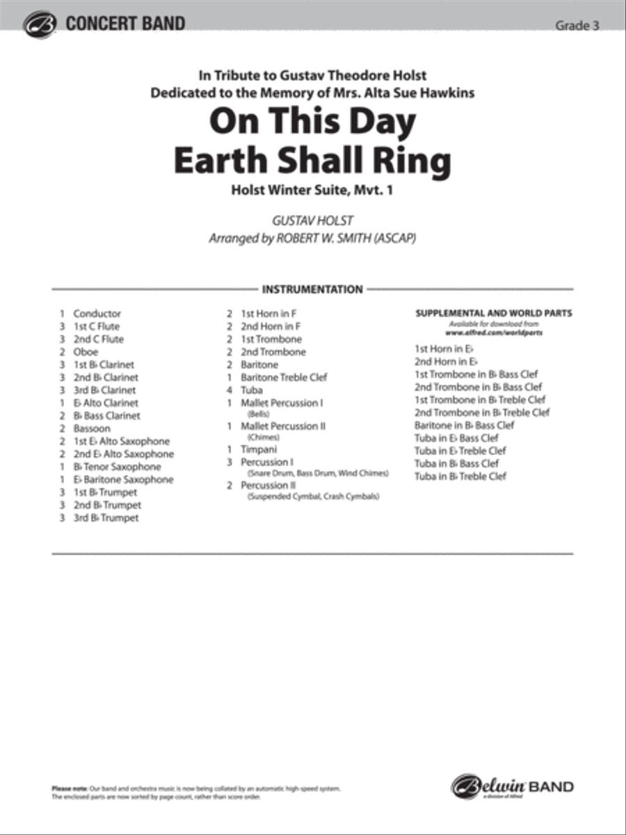 On This Day Earth Shall Ring (Holst Winter Suite, Mvt. I) Concert Band scores gallery preview page 2