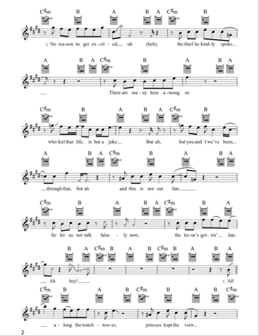All Along The Watchtower Piano scores gallery preview page 2