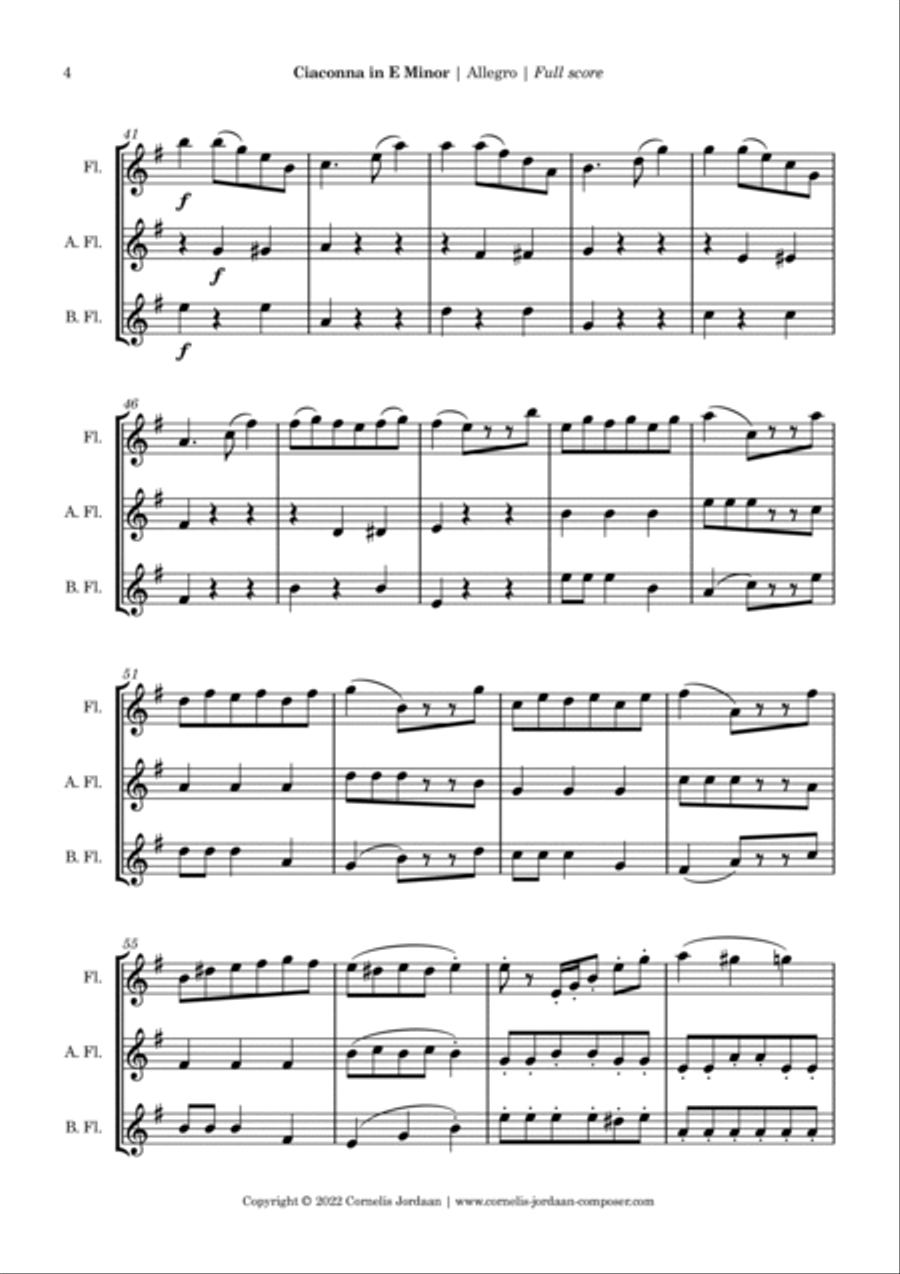Ciaconna in e minor, for flute trio Flute Trio scores gallery preview page 4
