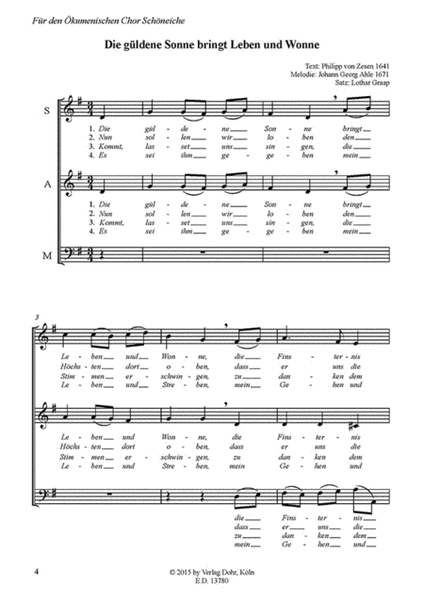 Wohlauf in Gottes schöne Welt -Geistliche Volkslieder in leichten Sätzen für dreistimmigen gemischten Chor a cappella- (Heft 2)