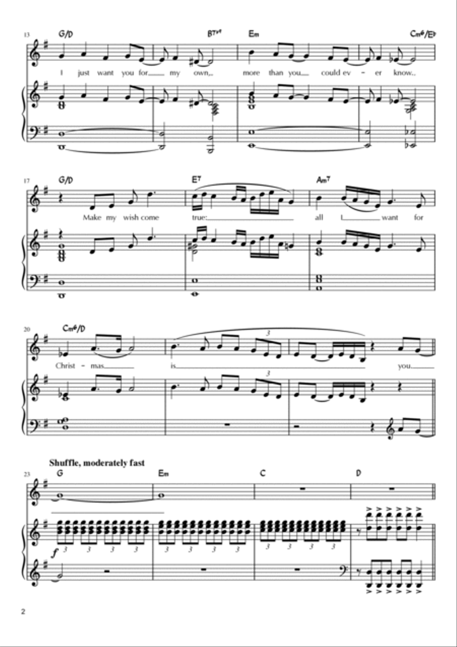 All I Want For Christmas Is You Piano, Vocal, Guitar scores gallery preview page 2