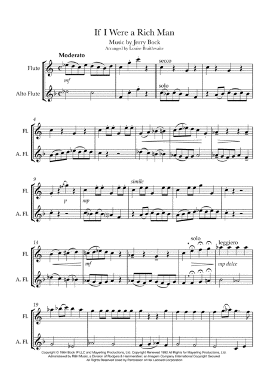 If I Were A Rich Man Woodwind Ensemble scores gallery preview page 2