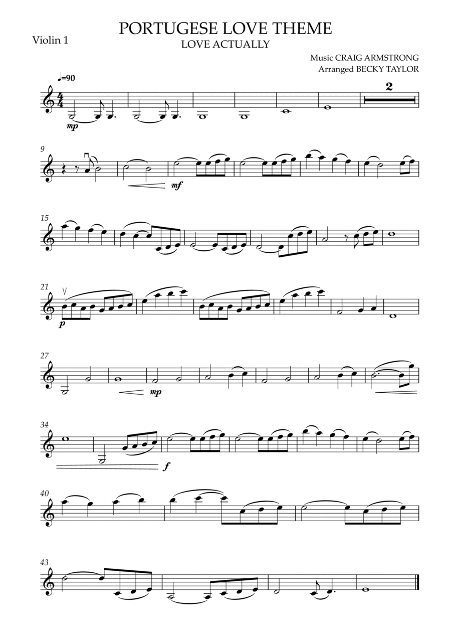 Portuguese Love Theme String Quartet scores gallery preview page 1