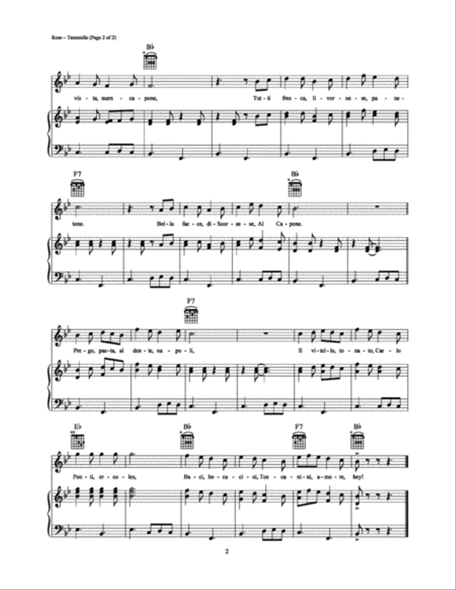 Tarantella Piano, Vocal, Guitar scores gallery preview page 2